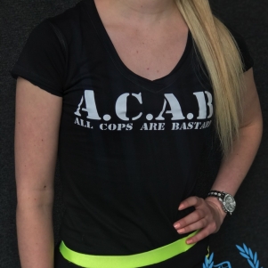 ACAB Vrouwen V-neck T-shirt 'All Cops Are Bastards'