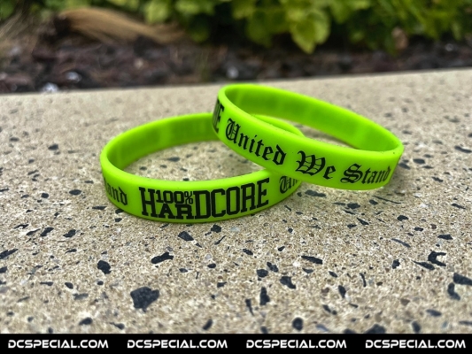 100% Hardcore Wristband 'United We Stand Neon Green'
