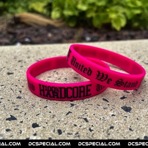 100% Hardcore Wristband 'United We Stand Neon Pink'