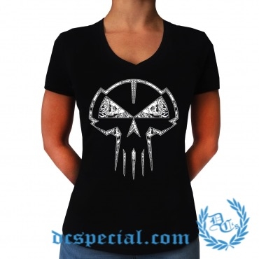 Rotterdam Terror Corps Dames V-neck T-shirt 'Skull'
