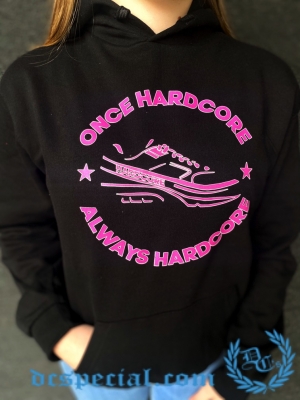 Hardcore Dames Hooded Sweater 'Once Hardcore - Always Hardcore Pink'