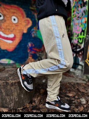 Australian Pantalon De Survêtement 'Sand Beige/White Double Zipped'