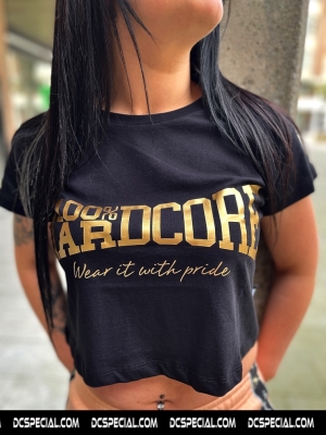 100% Hardcore Ladies Croptop 'Essential Black/Gold'