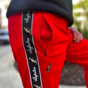 Australian Training Pants 'Bright Red/Black Double Zipped 3.0'