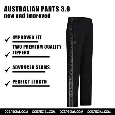 Australian Training Pants 'White/Black Double Zipped 3.0'